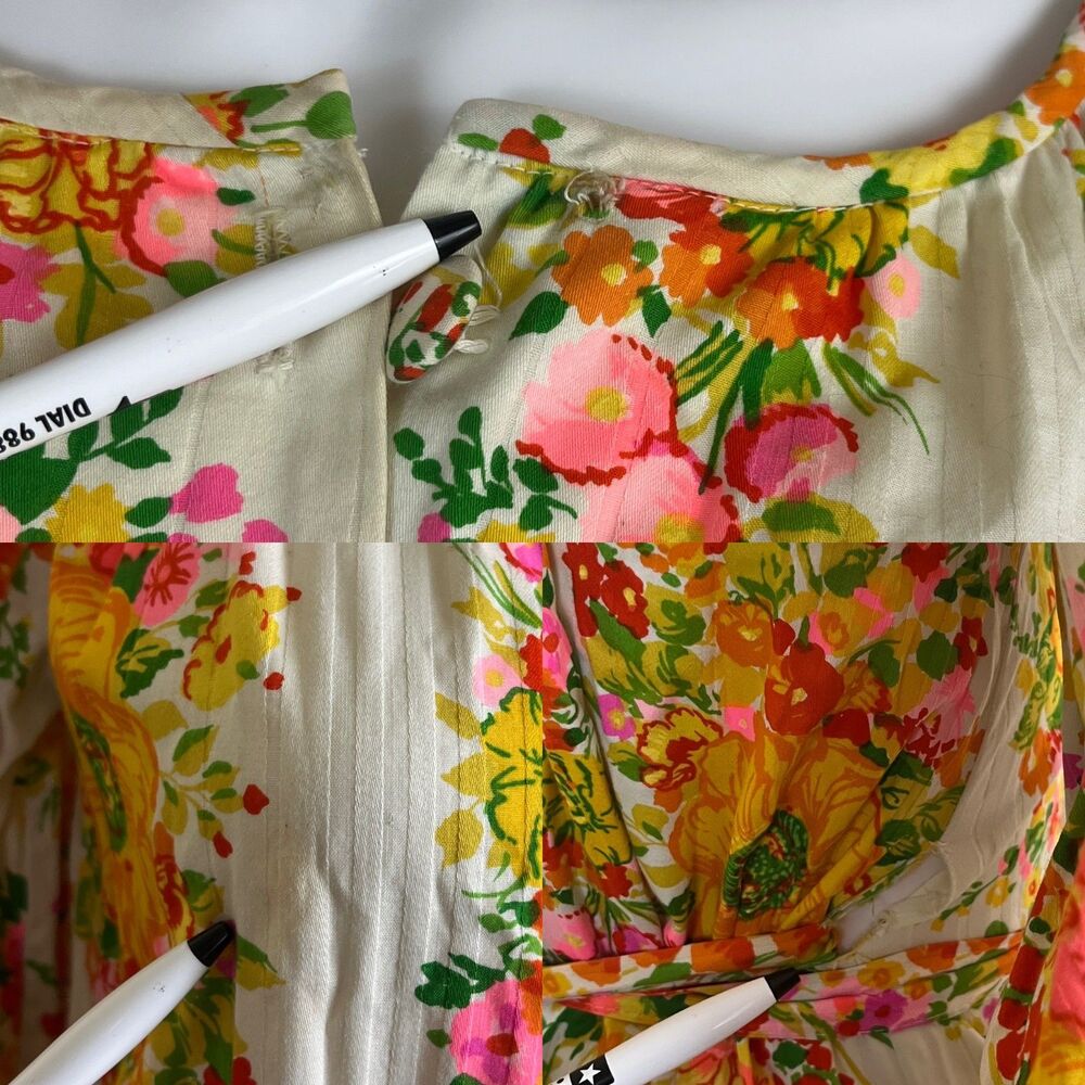 Vintage Miss Elaine Women Size S Floral Ruffle Maxi Dress 70s Retro Boho Peasant - Picture 7 of 17